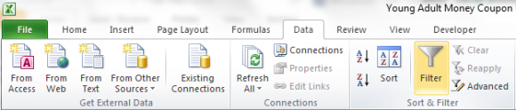 Coupon Database - Excel Filter